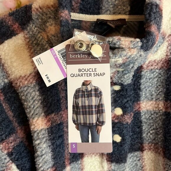 Berkeley Jensen half button collar,  plaid Sherpa. Multiple sizes. NWT. - Picture 7 of 11